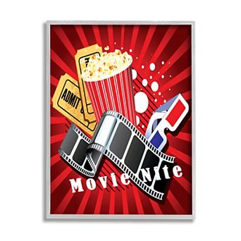 Stupell Home Decor Movie Nite Vintage Cinema Popcorn Framed Wall Art