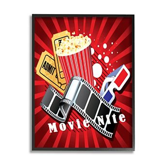 Stupell Home Decor Movie Nite Vintage Cinema Popcorn Framed Wall Art