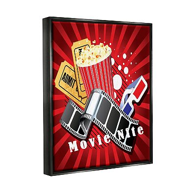 Stupell Home Decor Movie Nite Cinema Popcorn Floating Frame Wall Art