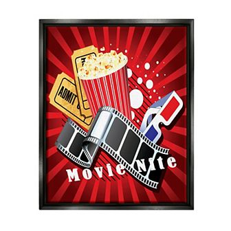 Stupell Home Decor Movie Nite Cinema Popcorn Floating Frame Wall Art