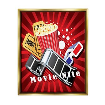 Stupell Home Decor Movie Nite Cinema Popcorn Floating Frame Wall Art