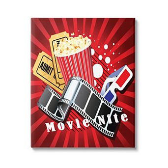 Stupell Home Decor Movie Nite Vintage Cinema Popcorn Canvas Wall Art