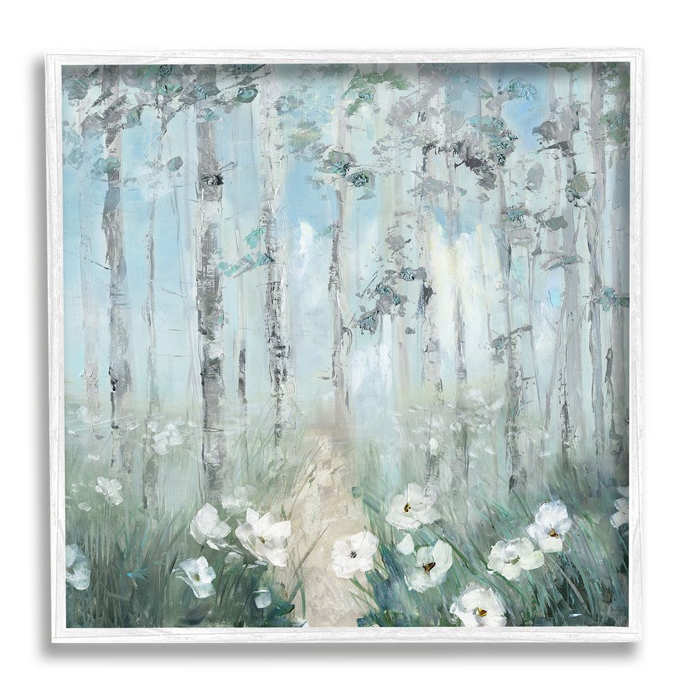 Stupell Home Decor White Flowers Blooming Birch Framed Wall Art