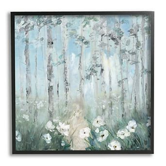 Stupell Home Decor White Flowers Blooming Birch Framed Wall Art