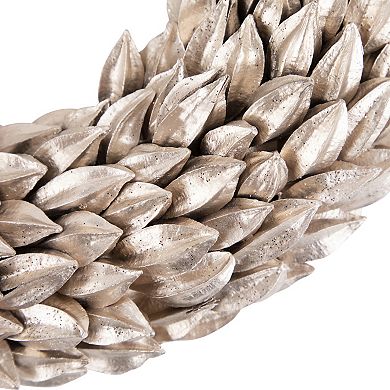 Northlight Champagne Gold Budding Leaves Glitter Christmas Wreath 11.5-in. Unlit