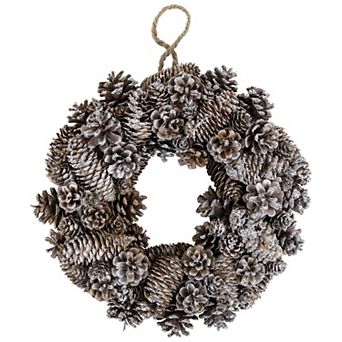 Northlight Frosted Assorted Pinecone Decorative Christmas Wreath 13.5 in Unlit