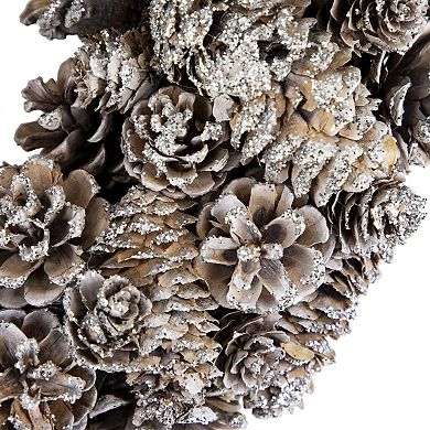Northlight Frosted Assorted Pinecone Decorative Christmas Wreath 13.5-in. Unlit