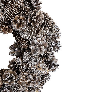 Northlight Frosted Assorted Pinecone Decorative Christmas Wreath 13.5-in. Unlit
