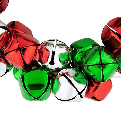 Northlight Red Green and Silver Jingle Bell Christmas Wreath 9-in. Unlit