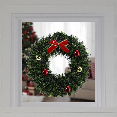 Northlight Artificial Green Tinsel & Red Bow Christmas Wreath