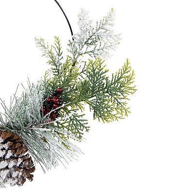 Northlight Frosted Mixed Foliage with Berries and Pinecone Artificial Christmas Wreath 16-in. Unlit