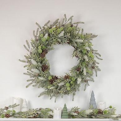 Northlight Frosted Pine and Pinecone Christmas Wreath 30-in. Unlit