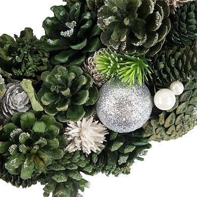 Northlight Green Pinecone and Foliage Artificial Christmas Wreath 14-in. Unlit