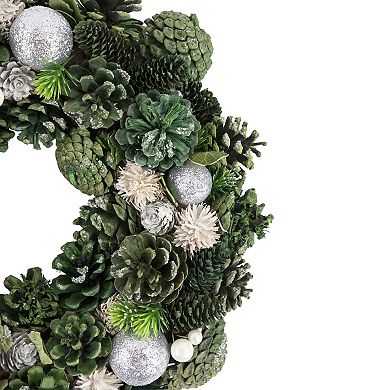 Northlight Green Pinecone and Foliage Artificial Christmas Wreath 14-in. Unlit