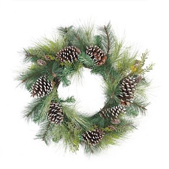 Northlight Mixed Long Needle Pine and Pine Cone Artificial Christmas Wreath - 28 in Unlit