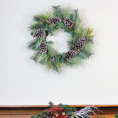 Northlight Mixed Long Needle Pine and Pine Cone Artificial Christmas Wreath - 28-in. Unlit