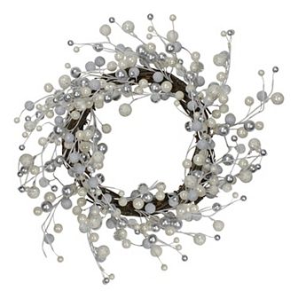 Northlight Artificial Silver & White Ball Ornaments Christmas Wreath