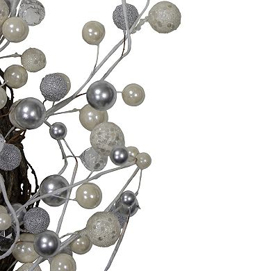 Northlight Artificial Silver & White Ball Ornaments Christmas Wreath