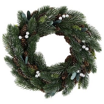 Northlight Green Pine Pinecone with Berries Christmas Wreath 14 in Unlit