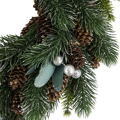 Northlight Green Pine Pinecone with Berries Christmas Wreath 14-in. Unlit