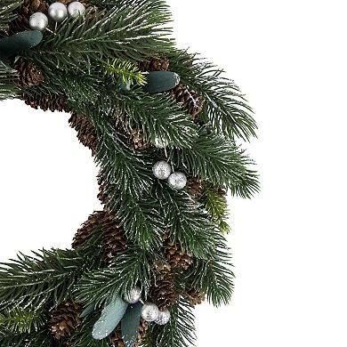 Northlight Green Pine Pinecone with Berries Christmas Wreath 14-in. Unlit