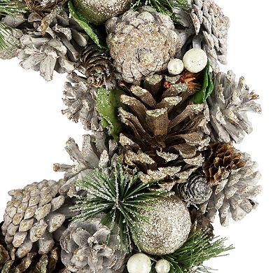 Northlight Green Pine Needle & Pinecone Artificial Christmas Wreath 13.5-in.