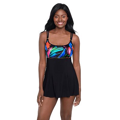 Women s Great Lengths Side Swipe Empire Princess Seam One Piece Swimdress