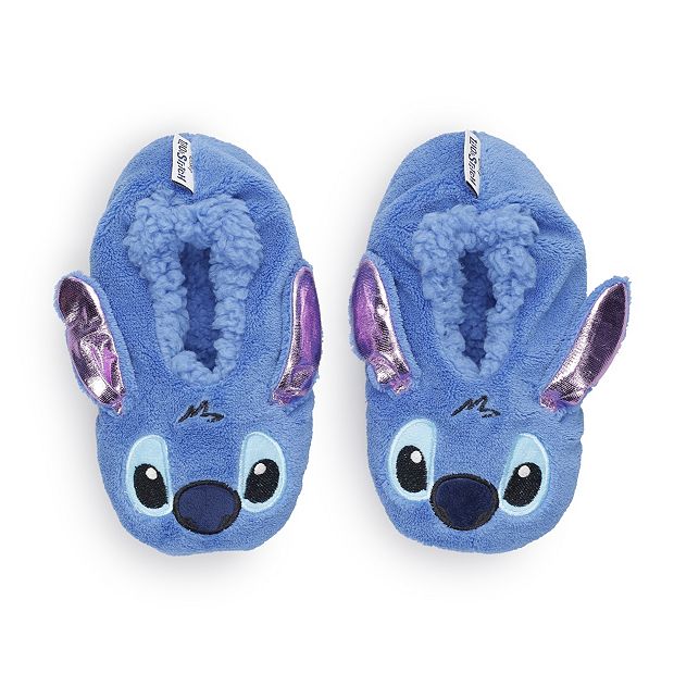 Women's Lilo & Stitch Fluffy Slipper Socks With Grippers - Blue M