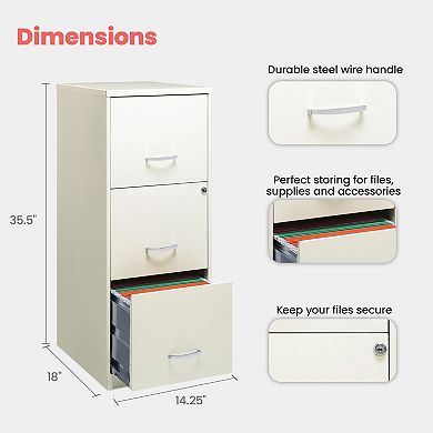 Space Solutions 18 Inch 3 Drawer Vertical Organizer Cabinet for Office