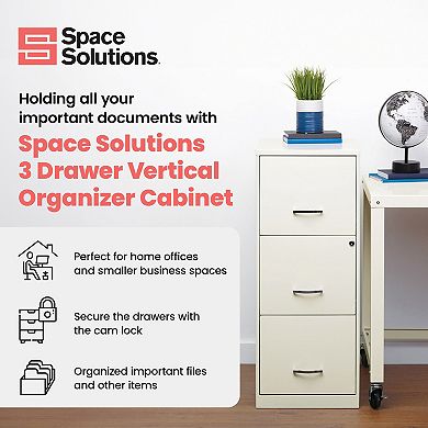 Space Solutions 18 Inch 3 Drawer Vertical Organizer Cabinet for Office