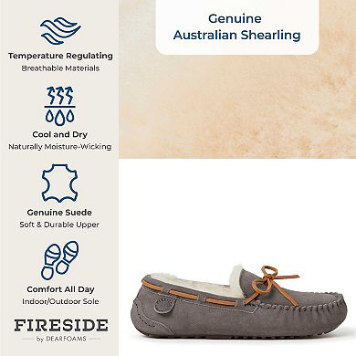 Fireside By Dearfoams Victor Shearling Men's Moccasin Slippers