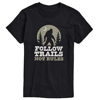 Men's Big & Tall "Follow Trails Not Rules" Sasquatch Tee