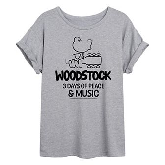 Juniors' Woodstock 3 Days of Peace Oversized Tee