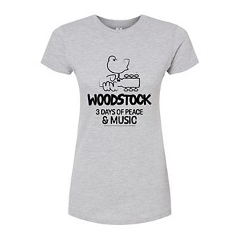 Juniors' Woodstock 3 Days of Peace Fitted Tee