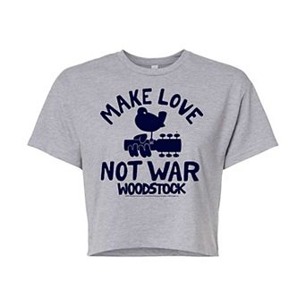 Juniors' Woodstock Make Love Not War Cropped Tee
