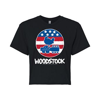 Juniors' Woodstock Americana Cropped Tee