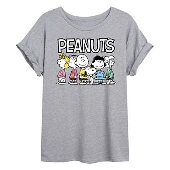 Juniors' Peanuts Crew Oversized Graphic Tee