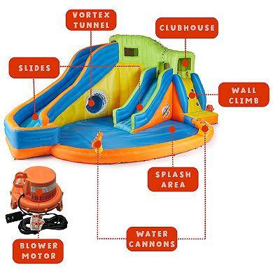 Banzai Pipeline Twist Kids Inflatable Outdoor Water Pool Aqua Park and Slides