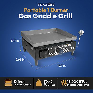 Razor Griddle GGT2160M 19 Inch Portable 1 Burner LP Propane Gas Grill, Steel