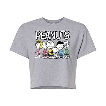 Juniors' Peanuts Crew Cropped Graphic Tee