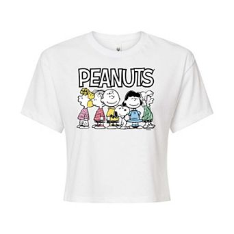 Juniors' Peanuts Crew Cropped Graphic Tee