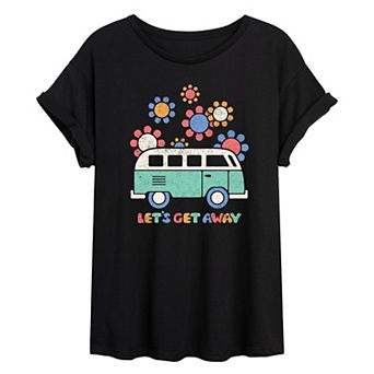 Juniors' Let's Get Away Oversized Graphic Tee