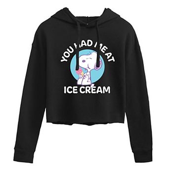 Juniors' Peanuts Ice Cream Cropped Graphic Hoodie