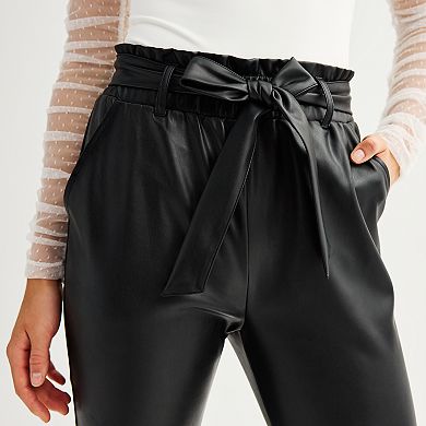 Juniors' SO® Faux Leather Paperbag Pants