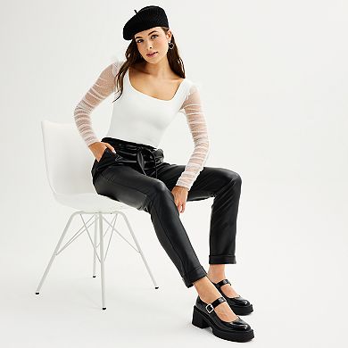 Juniors' SO® Faux Leather Paperbag Pants