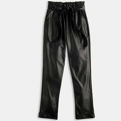 Juniors' SO® Faux Leather Paperbag Pants