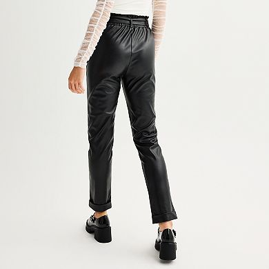 Juniors' SO® Faux Leather Paperbag Pants