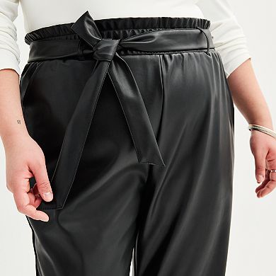 Juniors' Plus Size SO® Faux Leather Paperbag Pants