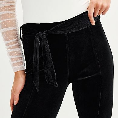 Juniors' SO® Velvet Belted Flare Pull-On Pants