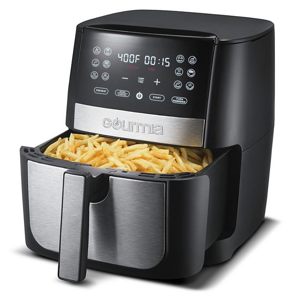 Gourmia 8-Quart Digital Air Fryer, with 12 One-Touch Functions & Guided Cooking - Stainless Steel